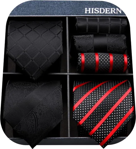 Miniatura 78 de HISDERN Juego de corbatas extralargas para hombre y pañuelo de bolsillo de 63 pulgadas, colección XL, caja de regalo, corbata, lote de 3