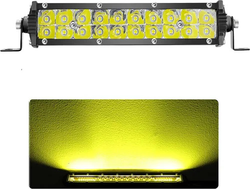 Barra de luz LED ámbar delgada, barra de luz de conducción todoterreno de 7 pulgadas, luces antiniebla de marcha atrás, 12 V-60 V, 60 W, 6000 lm,