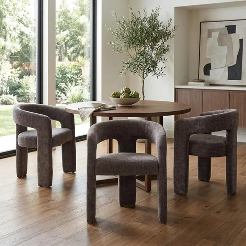 Miniatura 33 de HNY Silla moderna de cocina y comedor de estilo barril, silla de acento tapizada en cuero sintético PU con brazo, silla de lado de 47 cm de ancho