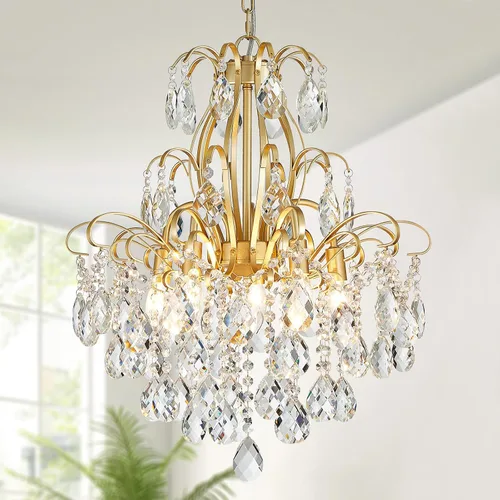 Miniatura 9 de WUZUPS Candelabro colgante de cristal con 5 luces, lámpara de techo moderna para dormitorio, pasillo, bar, cocina, baño, 20.3 pulgadas de alto