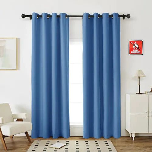 Miniatura 10 de Fcosie Cortinas opacas ignífugas para oscurecer la habitación, 72 pulgadas de ancho por 102 pulgadas de largo, cortina opaca resistente al fuego