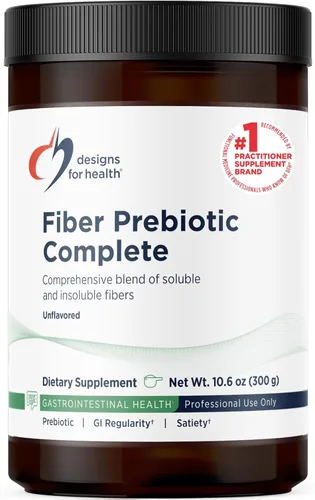 Designs for Health Fiber Prebiotic Complete – Suplemento en polvo de mezcla de 12 fibras digestivas con cáscara de psyllium, lino + pectina de
