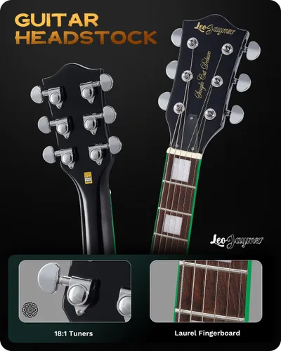 Miniatura 4 de Leo Jaymz Guitarra eléctrica serie SC - Cuerpo de caoba, diapasón de laurel, humbuckers duales, puente Tune-O-Matic, cuello C, afinadores 18:1
