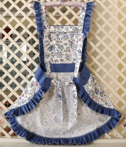 Miniatura 5 de CRB Fashion Delantal para cocinar y hornear para mujeres Delantales de cocina para mujer y señora con bolsillo, Azul marino, Talla única