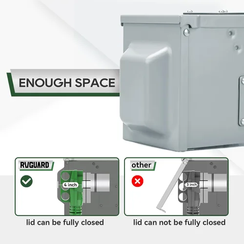 Miniatura 3 de RVGUARD Caja de toma de corriente de 50 amperios 125/250 voltios RV/EV, cerrada con cerradura resistente a la intemperie, panel de receptáculo