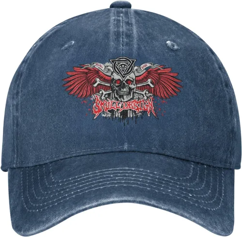 Miniatura 2 de Cowboy Hat Trendy Hats for Man and Women Djustable Four Season Outdoor Baseball Cap of Hell Skull with Angel Navy Blue