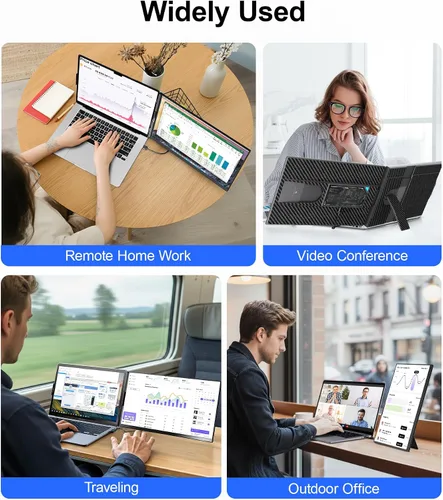 Miniatura 6 de ZUMWALT Extensor de pantalla para laptop de 15.6 pulgadas, extensor de monitor de portátil desmontable FHD de 1080P, monitor dual para Laotop