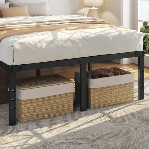 Miniatura 9 de Topeakmart Marco de cama de plataforma de metal de 18 pulgadas con soporte de listones resistente y agujeros reservados para cabecero de bricolaje