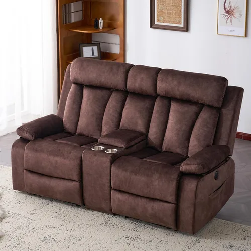 Miniatura 9 de Sofá reclinable de terciopelo, sofá biplaza reclinable doble con calor y masaje, sofá reclinable de pared con USB y tipo C, sofá reclinable