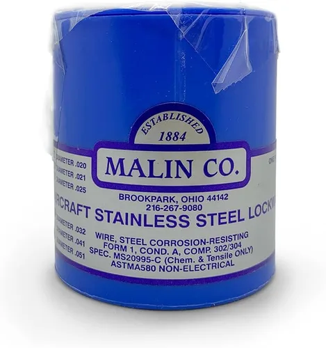 Miniatura 2 de Malin - Cable de seguridad de acero inoxidable MS20995C Lockwire, bote, 0.025 Dia, 596 pies.