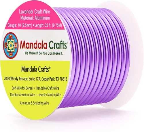 Miniatura 297 de Mandala Crafts - Alambre de aluminio anodizado de 8 calibre para hacer joyas - 9.75 m de alambre flexible negro colorido - Flexible para bonsái