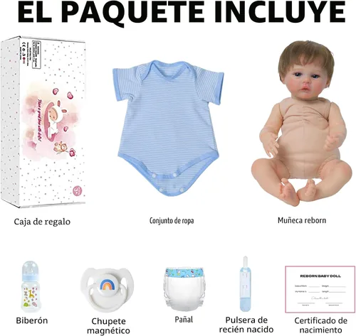 Miniatura 10 de SCOM Muñecas Reborn Baby Niño Meadow de 18 pulgadas – Recién nacido realista, cuerpo de tela suave con peso, adorable muñeca de la vida real posable