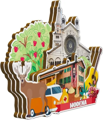 Miniatura 2 de Imán de madera para nevera de Módena Italia Italia Monumentos 3D de Viaje Coleccionables Recuerdos Decoración Hecho a Mano -2869