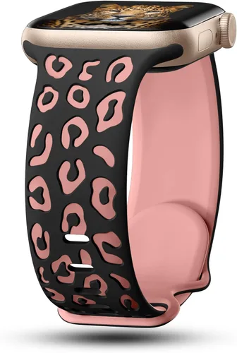 Miniatura 23 de CreateGreat Correas de leopardo grabadas compatibles con Apple Watch Band de 1.575 in 1.614 in 1.496 in 1.654 in 1.732 in 1.772 in 1.811 in 1.929 in
