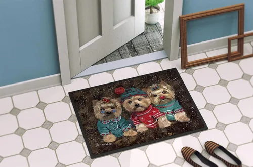 Miniatura 4 de Caroline's Treasures PPP3291JMAT Yorkshire Terrier Yorkie Christmas Elfos Felpudo de 24 x 36 pulgadas, tapete para puerta delantera
