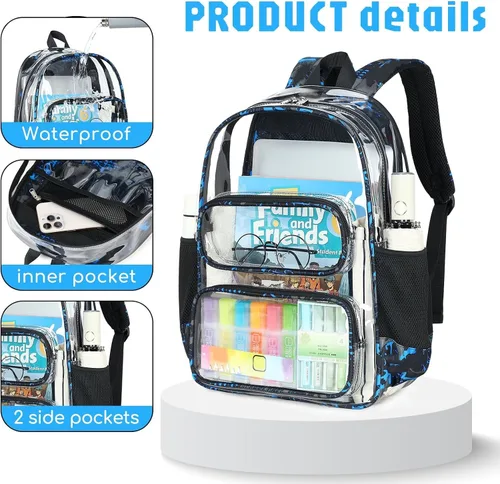 Miniatura 99 de CAMTOP Mochila transparente resistente y transparente para estudiantes, escuela, trabajo, festival, viajes, deportes, Beige, Mediana, Camtop Mochila