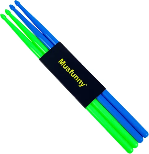 Miniatura 8 de Baquetas de nailon 5A para niños y adultos: baquetas ligeras y duraderas de color azul y verde con asas antideslizantes para baterías electrónicas