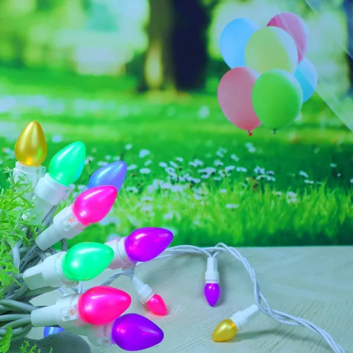 Miniatura 5 de Guirnalda de luces LED multicolor de cristal C3, 50 unidades, luz pastel de Pascua, 120 V, certificación UL, conectable, para exteriores, cable