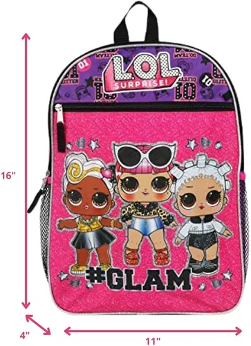 Miniatura 3 de LOL Surprise - Juego de artículos esenciales para la espalda y la escuela, color morado, talla 16 pulgadas, Púrpura, Mochila, viaje