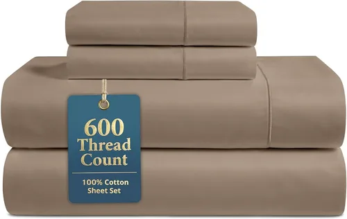 Miniatura 29 de LANE LINEN Juego de sábanas tamaño King – Sábanas de 600 hilos 100% algodón de fibra larga, naturalmente frescas y duraderas para el uso diario, 01