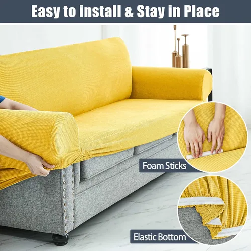 Miniatura 5 de CONRUSER Funda elástica para sofá, impermeable, funda de sofá suave, protector de muebles con parte inferior elástica para niños, mascotas