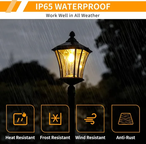 Miniatura 4 de LUTEC Lámpara de poste solar para exteriores, luz del anochecer al amanecer, poste impermeable con vidrio estampado, accesorios de luz solar
