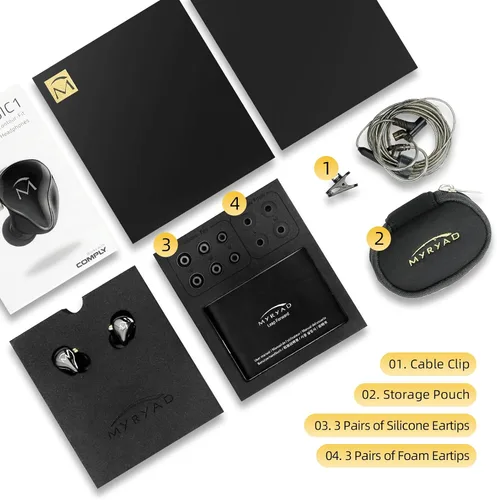 Miniatura 7 de SHANLING Auriculares intrauditivos Music1, controlador dinámico de 0.354 in, auriculares IEM con controles de micrófono y reproducción, auriculares