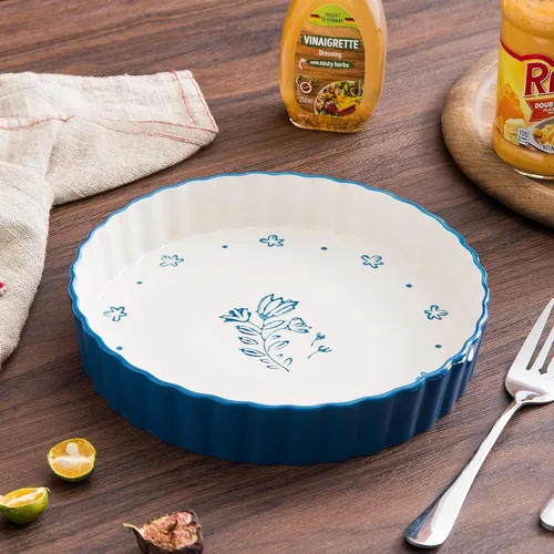 Miniatura 2 de Sartén para tartas de cerámica para quiche, bandeja para tartas de 9 pulgadas de profundidad, sartén para quiche