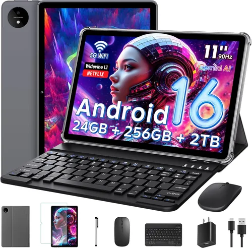 Tablet Android 16 de 11 pulgadas con Gemini AI, T7250 Octa-Core, 24 GB de RAM + 256 GB ROM/2 TB TF, 16 MP+8 MP, pantalla IPS HD 1920 x 1200, 8000