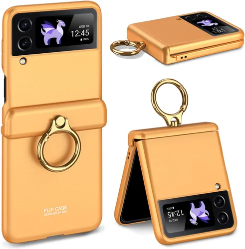Miniatura 10 de Miimall Funda para Samsung Galaxy Z Flip 4 con soporte de anillo, funda para Galaxy Z Flip 4 con protección magnética de bisagra + protector