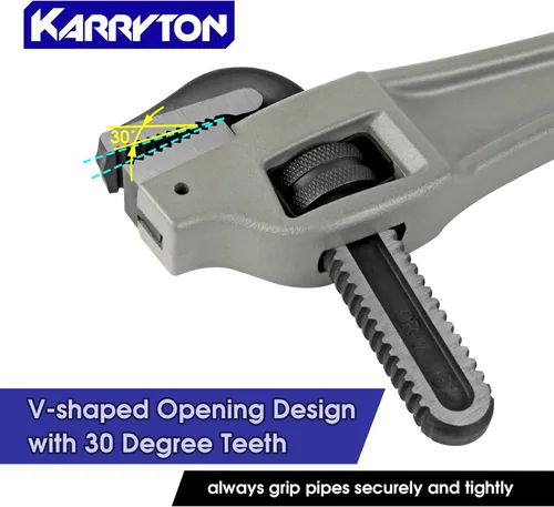 Miniatura 4 de Llave para tubos de aluminio con desplazamiento de 18 pulgadas, capacidad de mandíbula ajustable de 3.5"/89mm, llave de plomería resistente