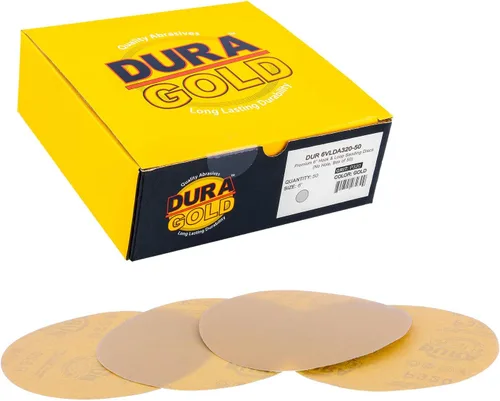 Miniatura 13 de Dura-Gold Discos de papel de lija dorados de grano 40 de 6 pulgadas, sin polvo, sin polvo, caja de 25, respaldo de gancho y bucle para lijadora DA