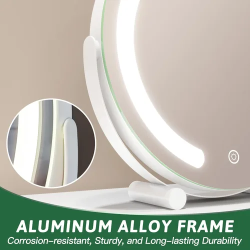 Miniatura 6 de ROLOVE Espejo de tocador con luces, espejo de maquillaje iluminado de 12 pulgadas, espejo de maquillaje LED con luces para mesa de dormitorio