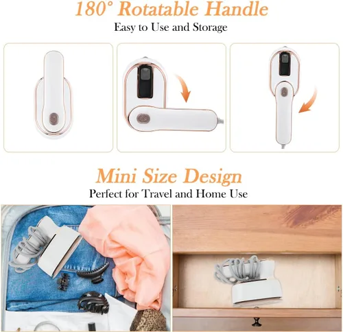 Miniatura 6 de Mini Plancha de Vapor para Ropa, Biupky Vaporizador de Viaje para Ropa Portátil, Mini Plancha de Vapor Micro Vaporizador Manual Soporte para Blanco