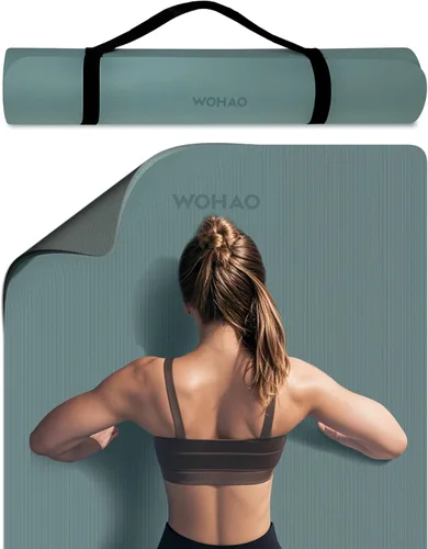 Tapete de yoga extra grueso de 0.315 pulgadas, 72 x 28 pulgadas, tapete de ejercicio antideslizante, reversible de 2 lados de doble color, material