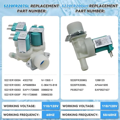 Miniatura 2 de 5220FR2075L Y 5220FR2006H (Frío y Caliente) Válvula de entrada de agua de repuesto para lavadora LG y Kenmore, Reemplaza 5221ER1003A 5220FR2006L