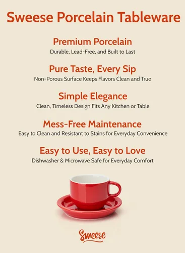 Miniatura 7 de Sweese Tazas apilables de porcelana para capuchino de 8 onzas con platillos y soporte de metal, para bebidas de café especiales, capuchino, café