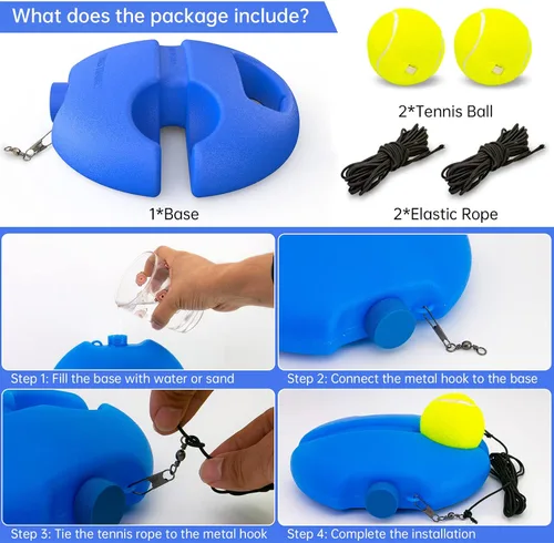 Miniatura 5 de CHEGIF - Pelota de rebote para entrenamiento de tenis, equipo de entrenamiento individual, kit de rebote de tenis portátil, 2 pelotas de cuerda