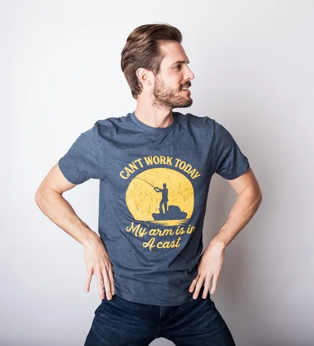 Miniatura 6 de Crazy Dog T-Shirts - Camiseta para hombre con frase divertida en inglés Can't Work Today My Arm is in A Cast, para el día del padre y pescar