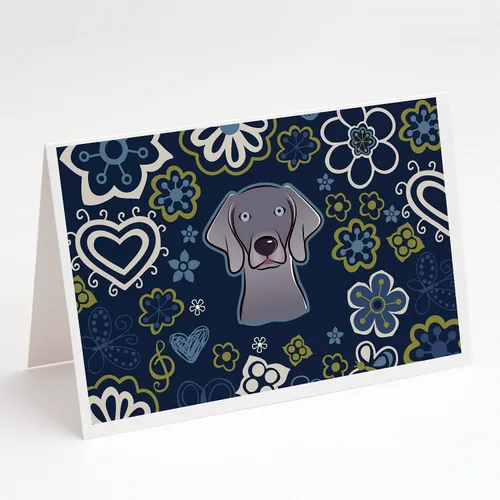 Miniatura 5 de Caroline's Treasures BB5095GCA7P - Tarjetas de felicitación y sobres con diseño de flores azules y sabuesos afganos, paquete de 8 tarjetas en blanco