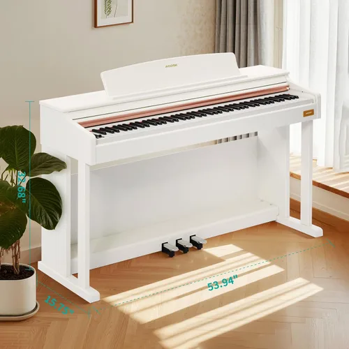 Miniatura 2 de AODSK Piano digital de 88 teclas, piano digital de acción de martillo ponderado con teclas pesadas de tamaño completo, pedal triple, juego
