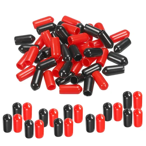 Miniatura 43 de MECCANIXITY 50 unids tapas de goma Surtido de 0.079 in PVC vinilo tornillo rosca protector para tornillo tornillo negro rojo