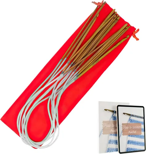 Miniatura 8 de KnitPal juego de ganchos de ganchillo circulares de doble punta de 16 pulgadas (40 cm) con cable para crochet afgano en la ronda - 6 tamaños de EE.