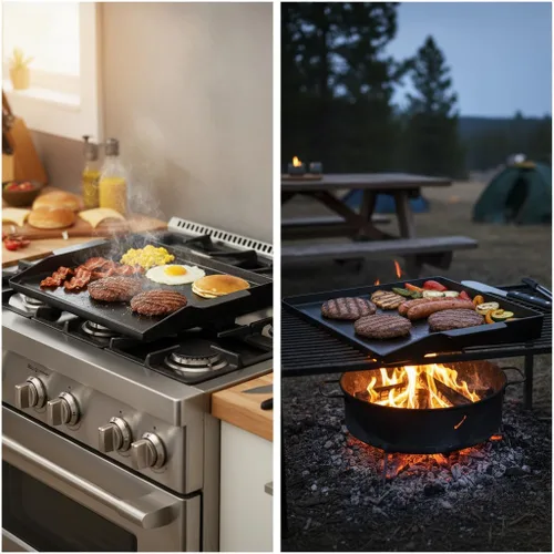 Miniatura 7 de Onlyfire - Plancha universal de hierro fundido, revestimiento antiadherente pre-sazonado, placa de parrilla con paredes laterales extra altas