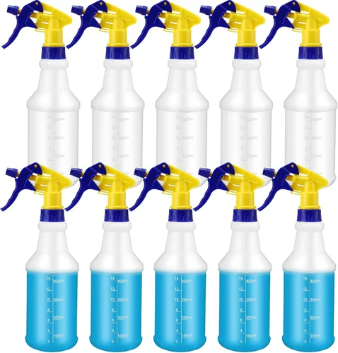 Miniatura 12 de Paquete de 10 botellas de spray de 16 oz, botellas de agua vacías para limpieza, recargables, con contenedor de rociado de alta resistencia