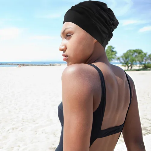 Miniatura 9 de Swim Caps for Women Swimming,1 Pcs Fabric Nylon Cloth Swim Cap, Comfort Pleated Swimming Cap for Long Hair, Not Waterproof Elastic Bathing Caps