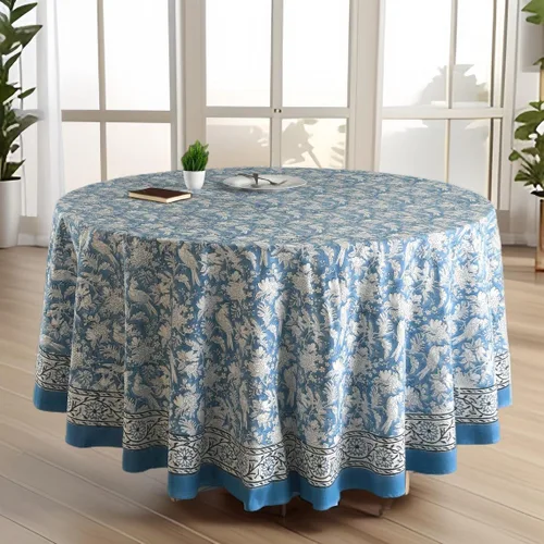 Miniatura 25 de CPC Mantel redondo - Mantel de algodón con estampado de bloques indios - Mantel de algodón impreso a mano y lavable - Primavera/Verano, mantel