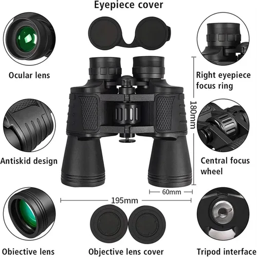 Miniatura 3 de Prismáticos de 20 x 50 para adultos HD luz de día y noche binoculares con lente BAK4 Prisma FMC para caza, observación de aves, concierto, etc. IPX7