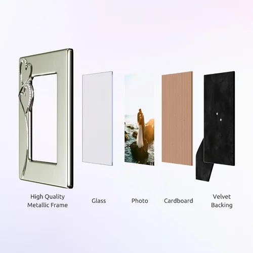 Miniatura 5 de Marco de fotos plateado de 4 x 6 pulgadas con corazones, idea de regalo para bodas, compromisos para parejas, recién casados, despedida de soltera