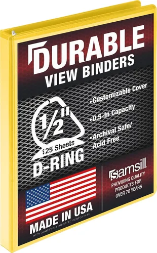Miniatura 62 de Samsill Carpeta duradera de 1.5 pulgadas, fabricada en los Estados Unidos, carpeta de anillos en D, carpeta transparente personalizable, color rojo